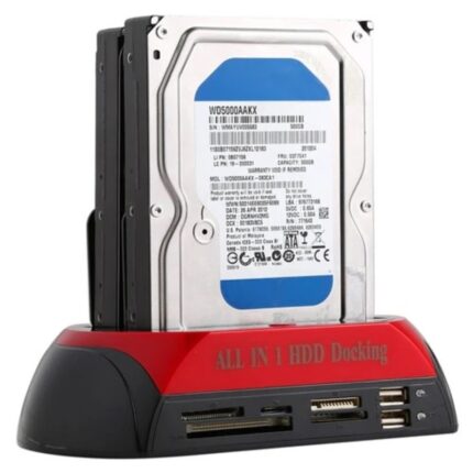 Hard Drive Docking Station – Dual Slot USB 2.0 IDE/SATA with One-Button Clone & Card Reader